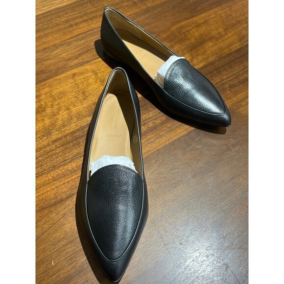Everlane The Modern Point in Black Leather New Womens Flats Oxfords - Picture 9 of 16